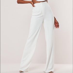 Missguided Wide Leg High Waisted White Pants